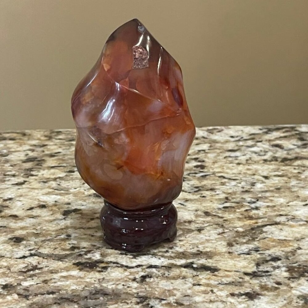 Polished Carnelian Flame Crystal